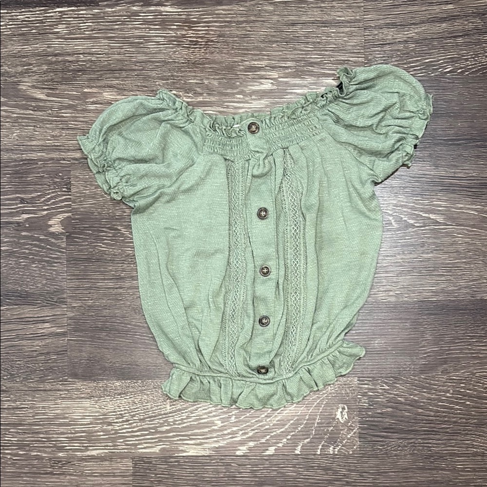 Girls size xsmall green shirt with buttons down the front Eyeshadow girls brand
